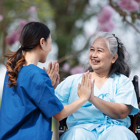 Caregiver meeting a patient at home